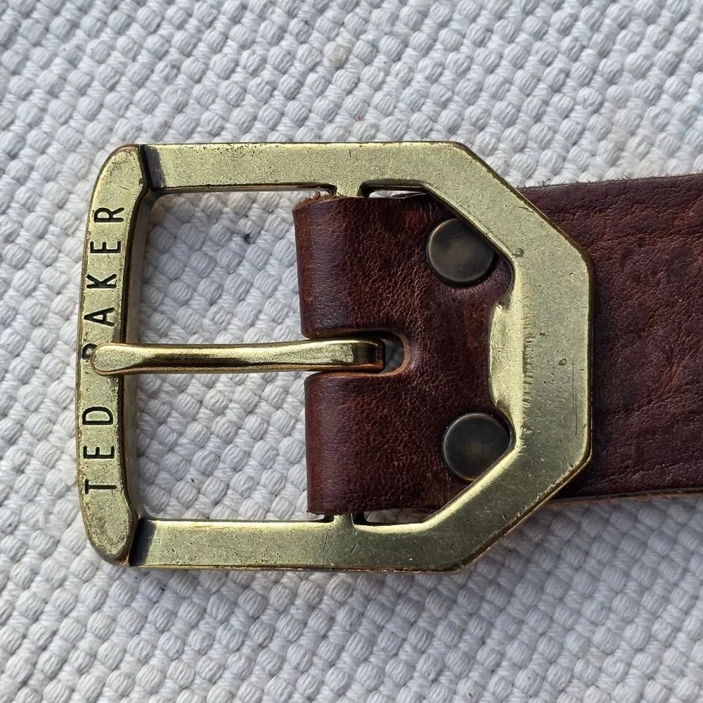 Ted baker brown leather belt broken in